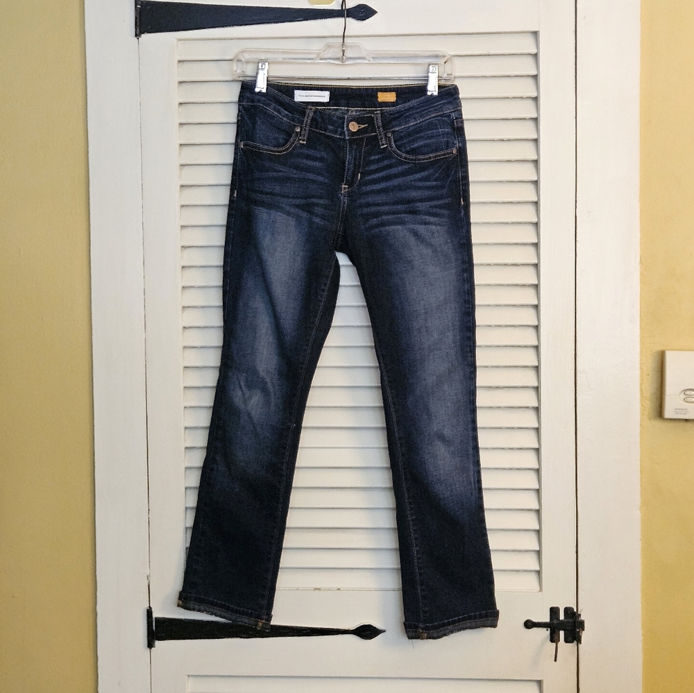 Pilcro and the Letterpress Jeans Low Rise Straight Leg Dark Wash Denim